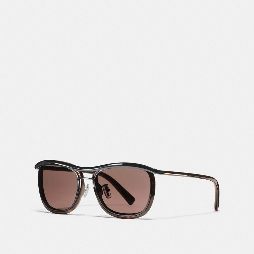 RIMMED PILOT SUNGLASSES - COACH l1640 - DARK TORTOISE/GUNMETAL