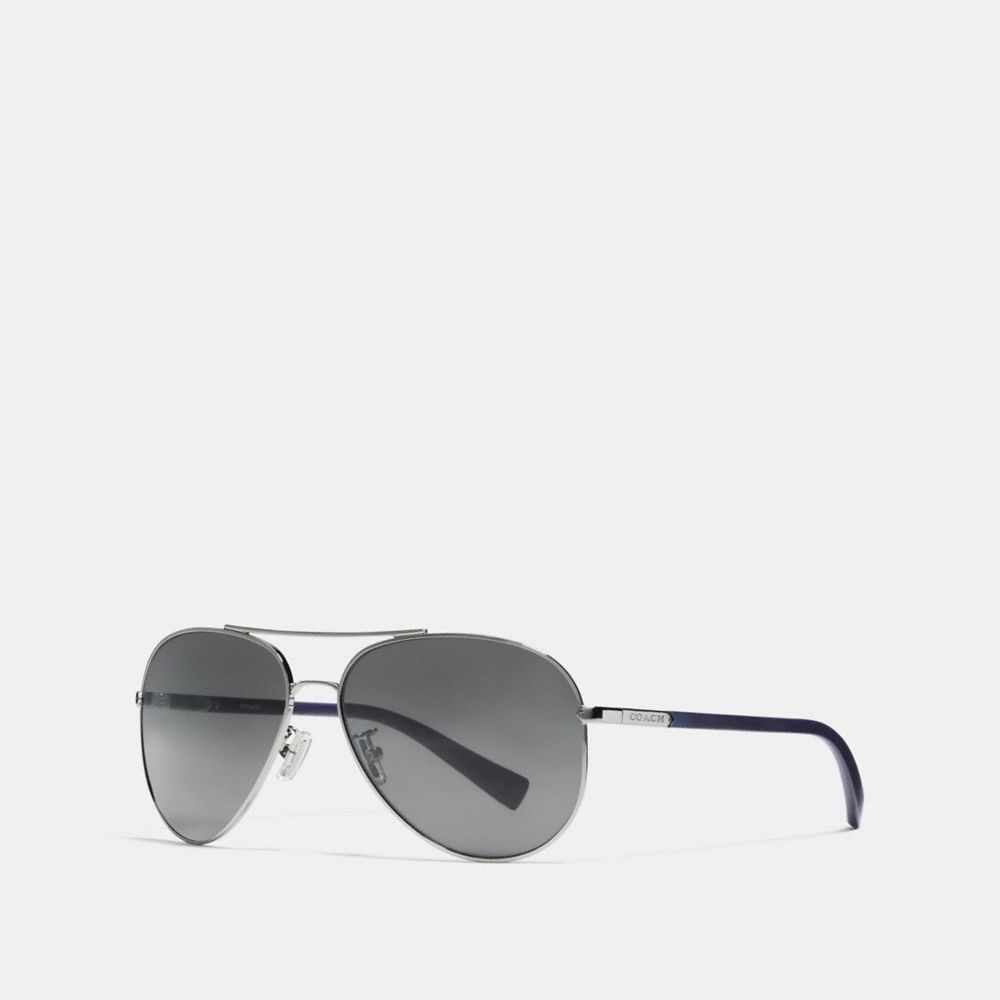 TAG TEMPLE PILOT SUNGLASSES - COACH l813 - GUNMETAL/MATTE BLACK