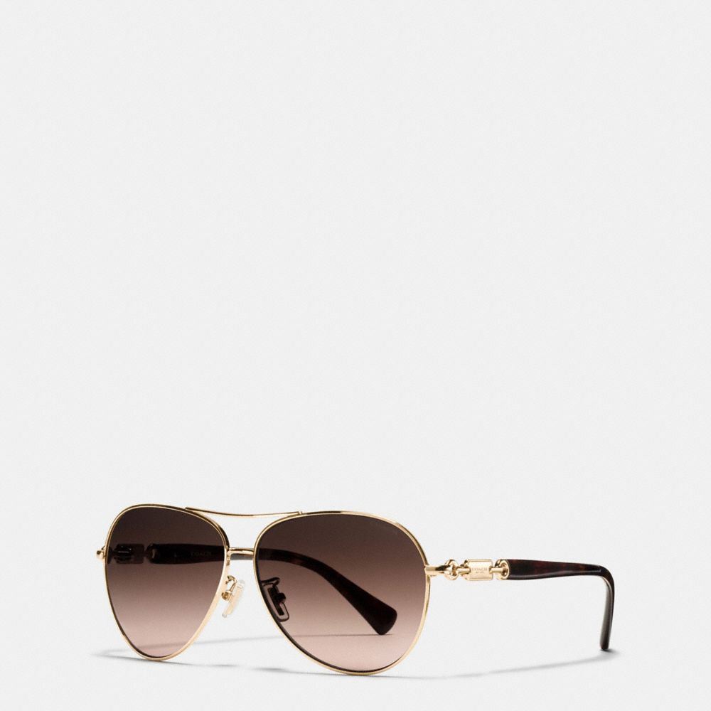 HANG TAG CHAIN PILOT SUNGLASSES - COACH l952 - LIGHT GOLD/DK TORT