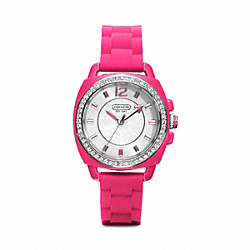 COACH BOYFRIEND CRYSTAL STAINLESS STEEL RUBBER STRAP WATCH - ONE COLOR - W1024