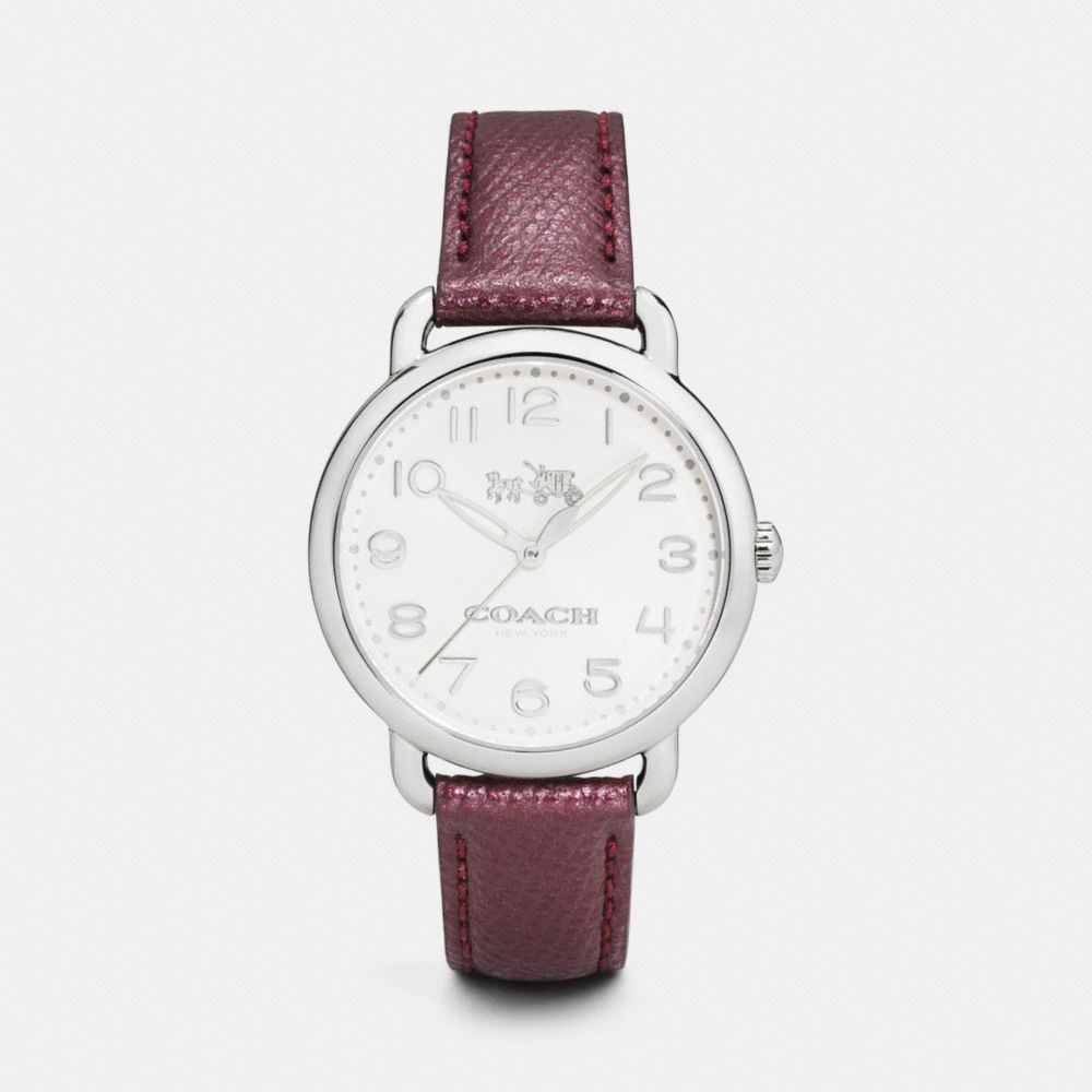 COACH DELANCEY STAINLESS STEEL LEATHER STRAP WATCH - COACH w1412 -  BLACK CHERRY