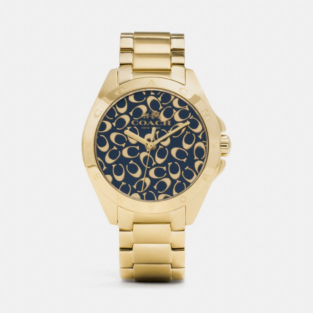 TRISTEN SPRAYED C DIAL GOLD PLATED BRACELET WATCH - COACH w1450 -  GOLD/NAVY