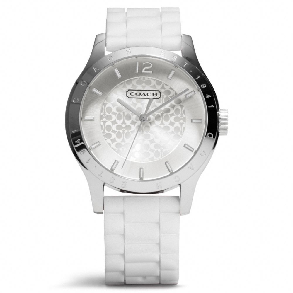 MADDY STAINLESS STEEL RUBBER STRAP WATCH - COACH w6000 - WHITE