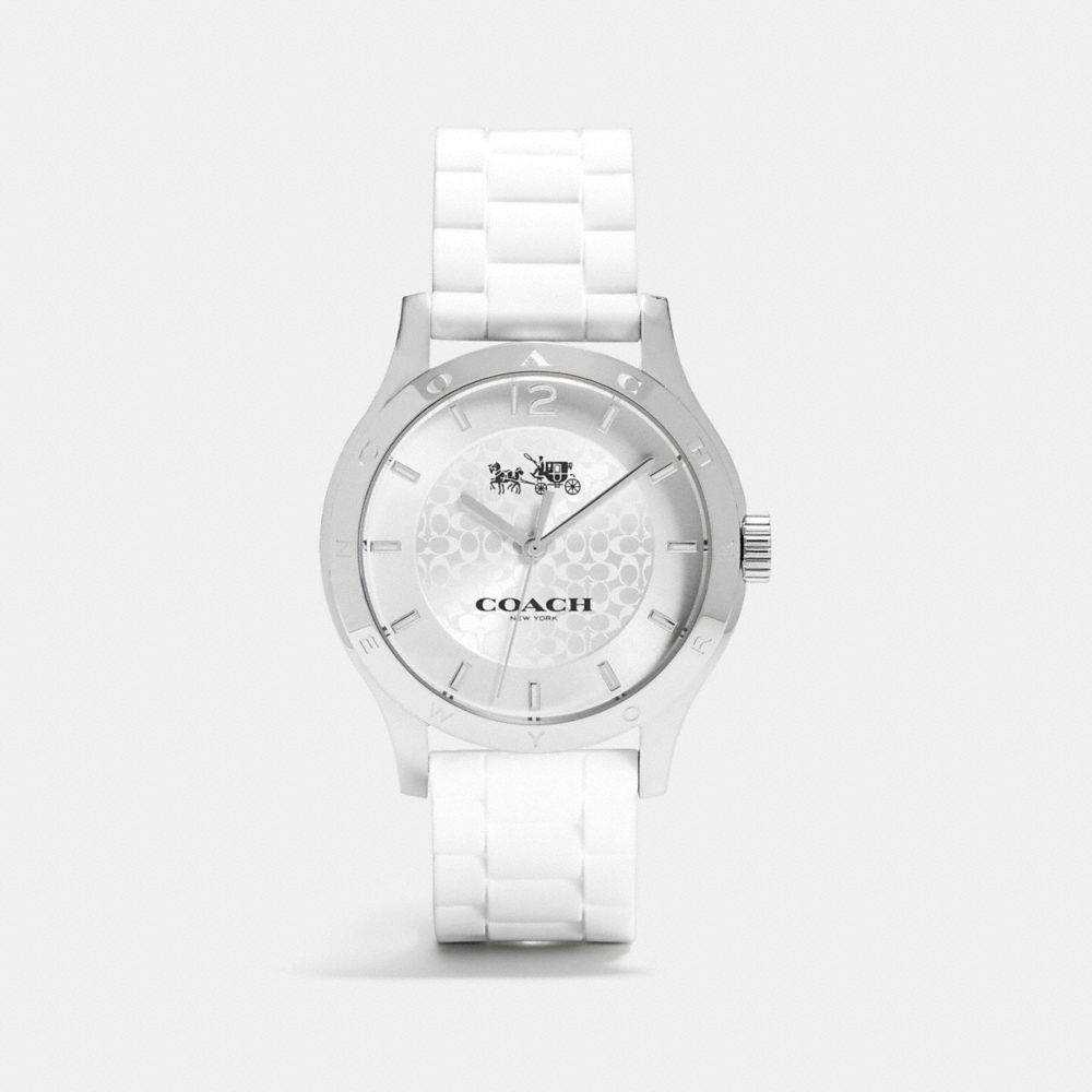 MADDY STAINLESS STEEL 40MM RUBBER STRAP WATCH - COACH w6033 -  WHITE