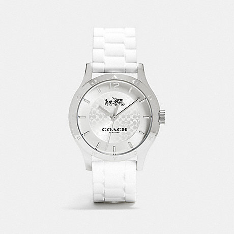 COACH MADDY STAINLESS STEEL 40MM RUBBER STRAP WATCH - WHITE - w6033