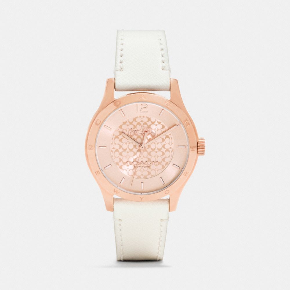 MADDY ROSEGOLD PLATED STRAP WATCH - COACH w6041 - WHITE