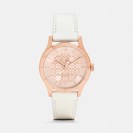COACH MADDY ROSEGOLD PLATED STRAP WATCH - WHITE - w6041