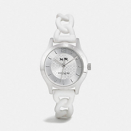 COACH MADDY STAINLESS STEEL BRAIDED RUBBER STRAP WATCH - WHITE - w6042