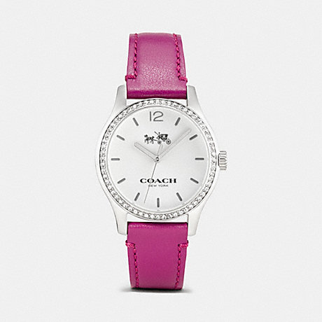 COACH MADDY STAINLESS STEEL SET LEATHER STRAP WATCH - FUCHSIA - w6185