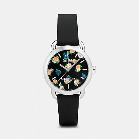 COACH LEX STAINLESS STEEL FLORAL RUBBER STRAP WATCH - BLACK - w6215