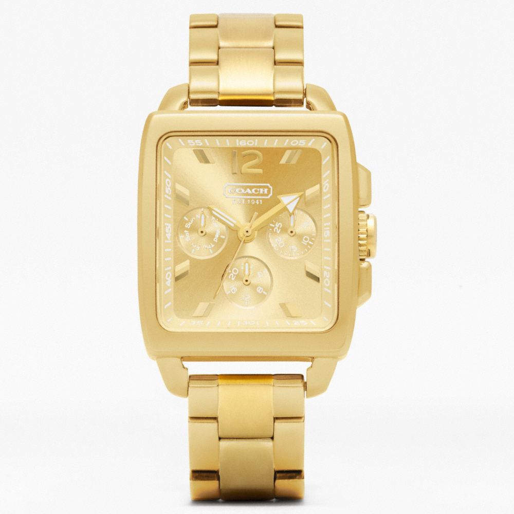 BOYFRIEND SQUARE GOLD PLATED BRACELET WATCH - COACH w989 - 30289