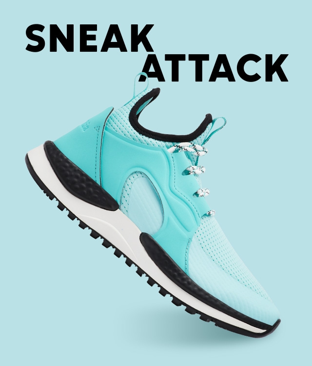 Sneak Attack. Light blue sneaker.