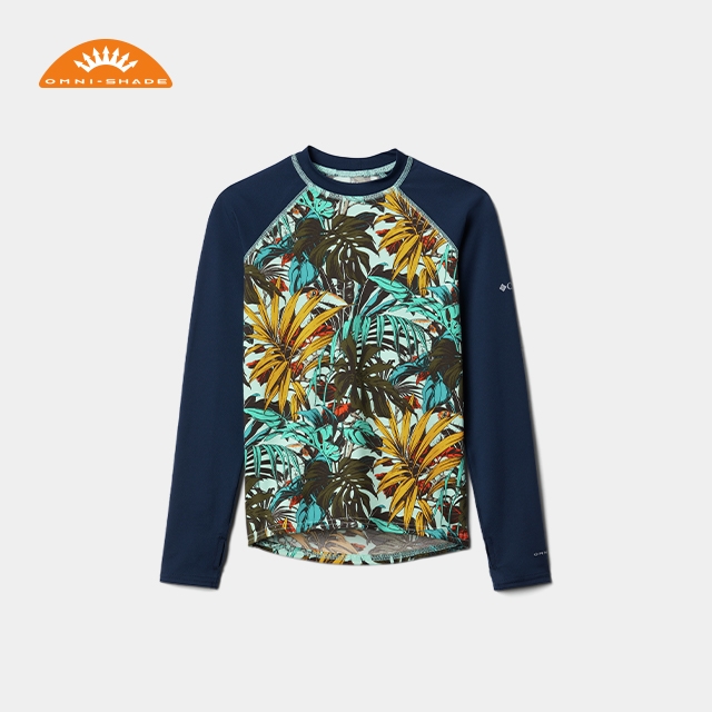 Kids sun-protection shirt, Omni-Shade logo.
