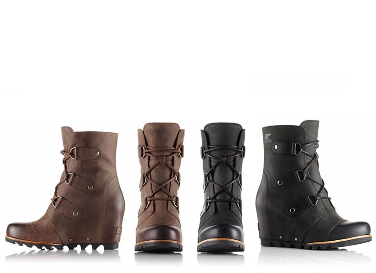 Profile and front views of ankle boots.