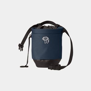A blue and black Mountain Hardwear chalk bag.