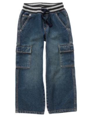 Pull-On Cargo Denim Pant
