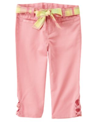 Belted Sateen Capri Pant