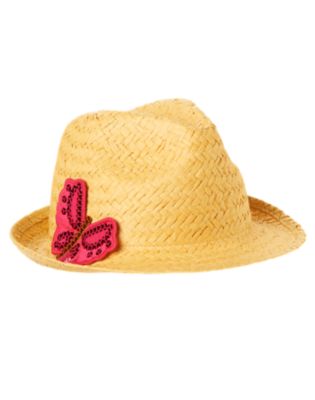 Butterfly Straw Fedora Hat