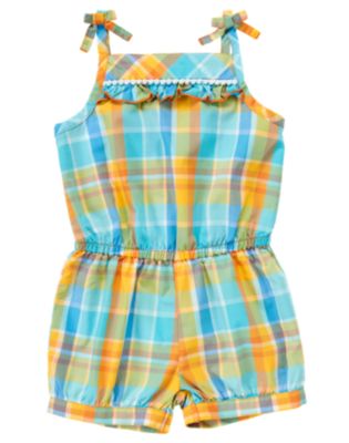 Ruffle Plaid Romper