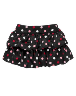 Dot Tiered Charmeuse Skirt