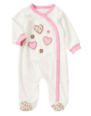 Heart Snap Footed One-Piece
