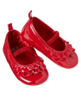 Ruffle Patent Crib Shoe