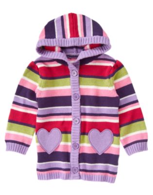 Heart Pocket Stripe Sweater Duster