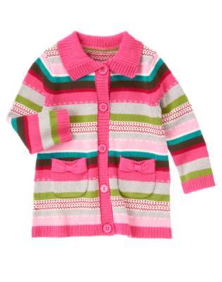 Bow Pocket Stripe Cardigan