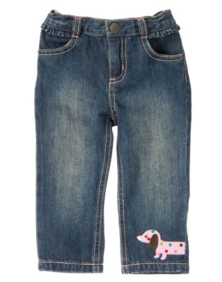 Dot Puppy Embroidered Jean