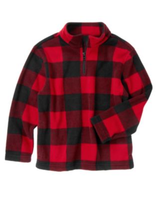 Plaid Microfleece Half Zip Pullover