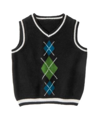 Tipped Argyle Sweater Vest
