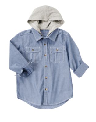 Hooded Button Pocket Shirt