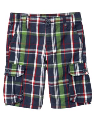 Plaid Canvas Cargo Short