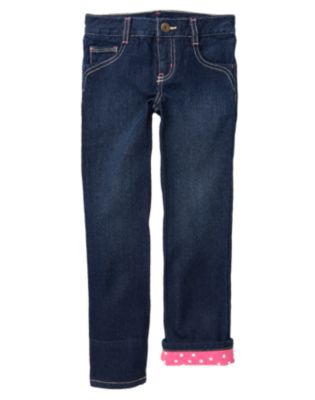 Dot Cuffed Straight Jean