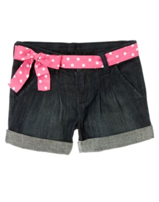 Dot Belted Denim Short