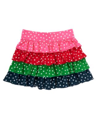 Dot Ruffle Tiered Skirt