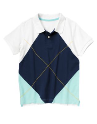Pieced Diamond Pique Polo Shirt