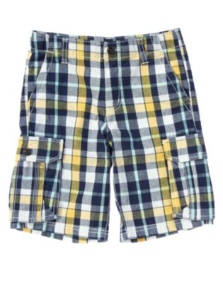 Plaid Canvas Cargo Short