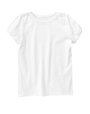 Button Puff Sleeve Tee