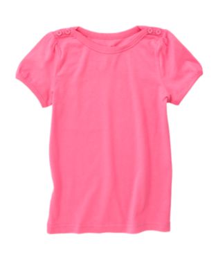 Button Puff Sleeve Tee