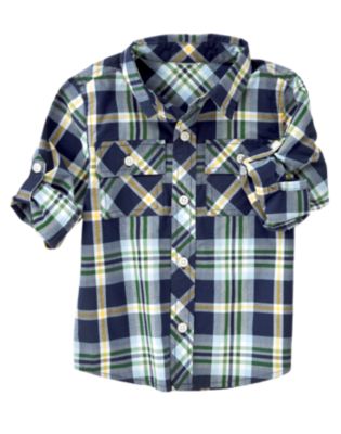 Convertible Roll Cuff Plaid Shirt