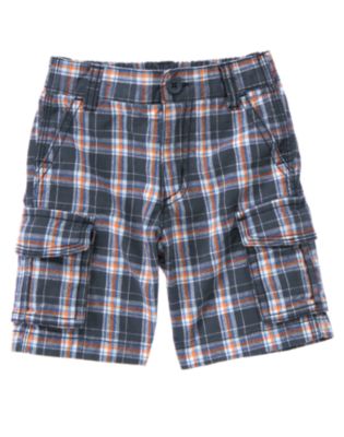 Plaid Canvas Cargo Short