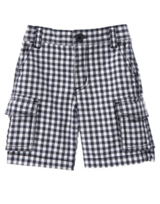 Checked Canvas Cargo Short