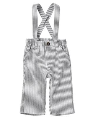 Stripe Seersucker Suspender Pant