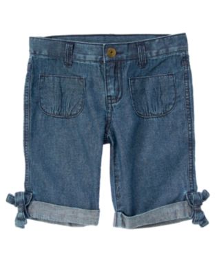 Bow Cuffed Denim Bermuda Short