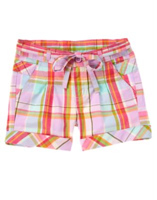 Belted Plaid Short