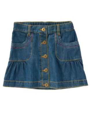 Pickstitched Denim Skirt