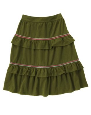Embroidered Ruffle Tiered Skirt