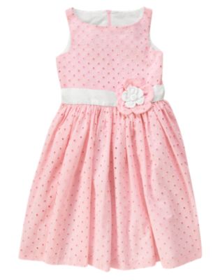 Flower Sash Eyelet Dress