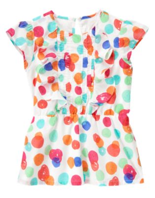 Watercolor Dot Ruffle Top